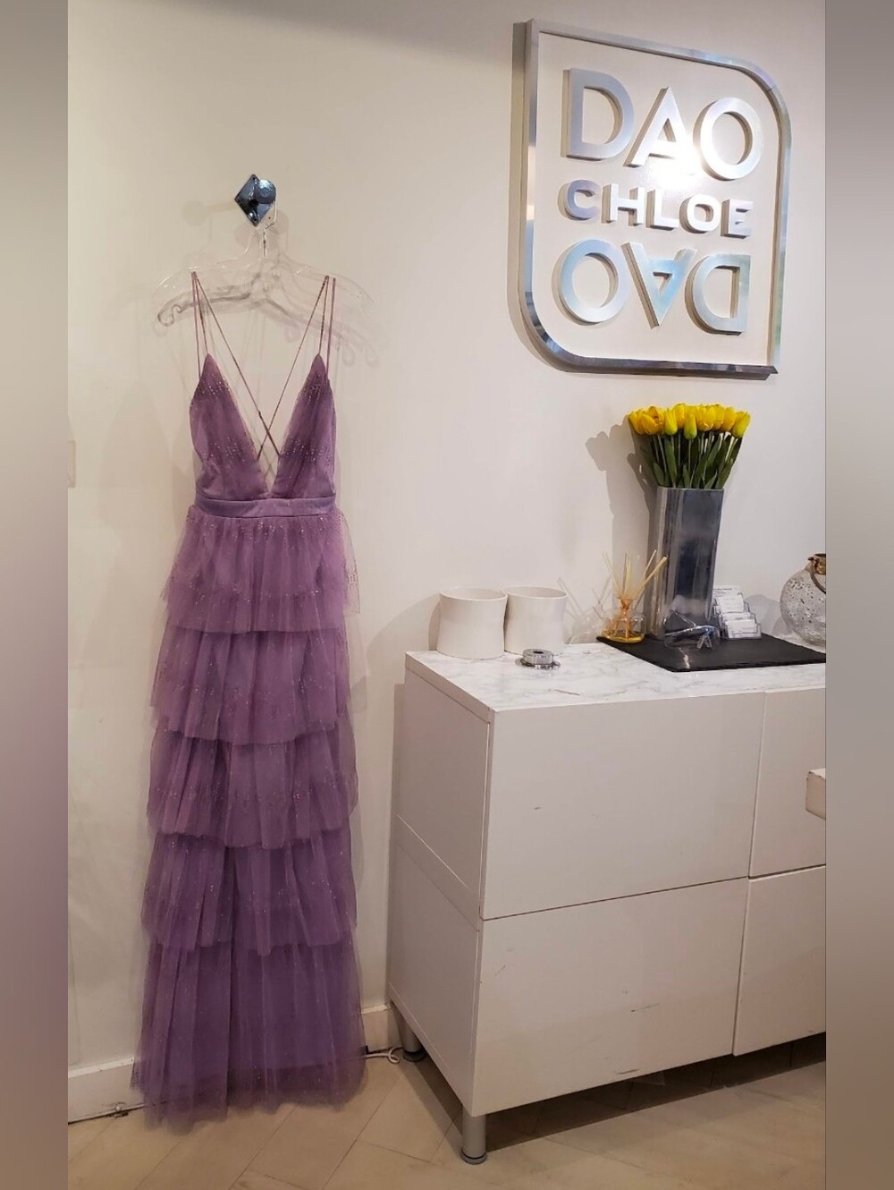 Chloe Dao Lavender Sparkle Tiered Tulle Party Dress Large